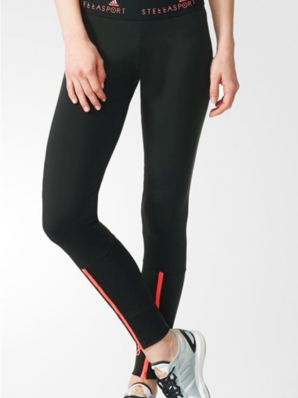 Stella McCartney “Stella sport”adidas Black Leggings with hot pink Ankle Zips